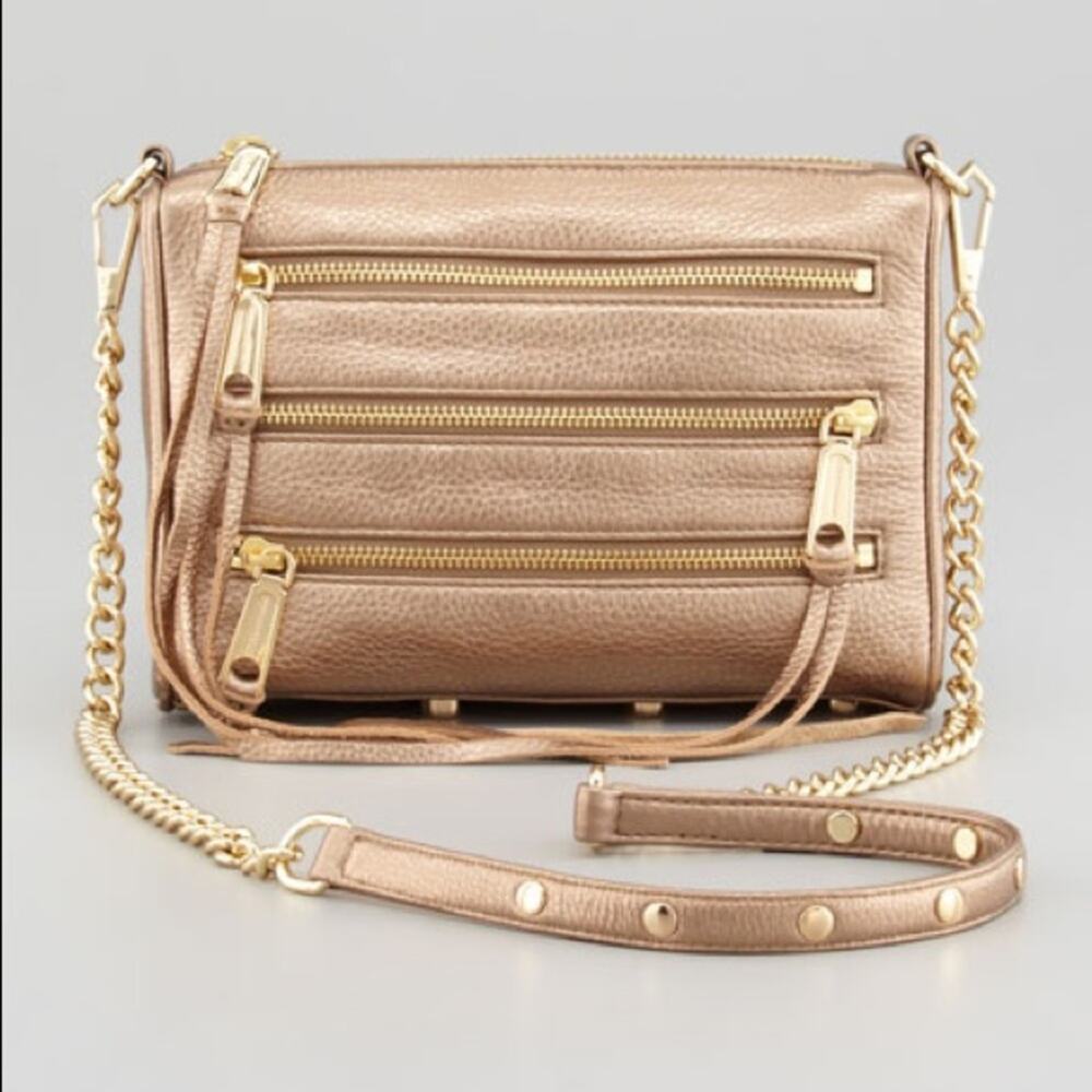 Rebecca Minkoff 5 Zip Mini Metallic Crossbody Bag